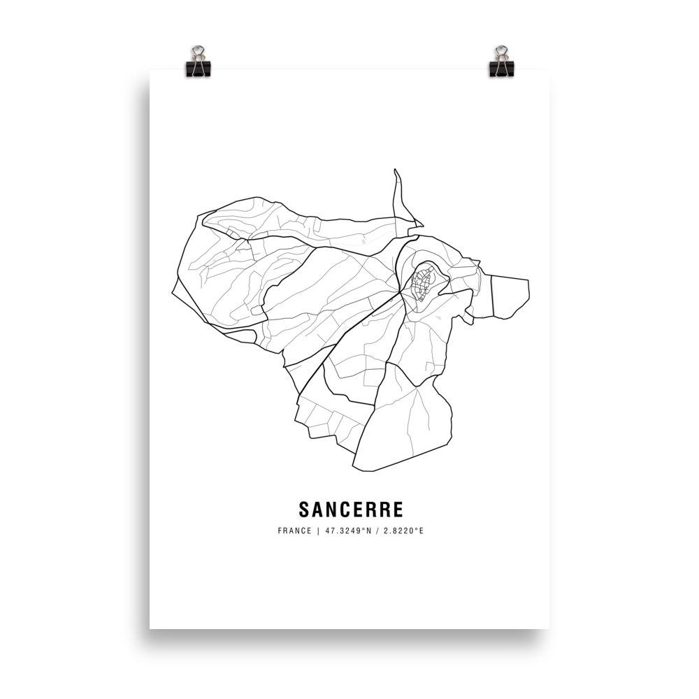The Sancerre Wine Map Poster - 50x70 cm - Cocktailored