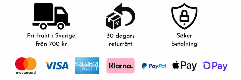 Fri frakt i Sverige från 700 kr, 30 dagars returrätt och säker betalning.