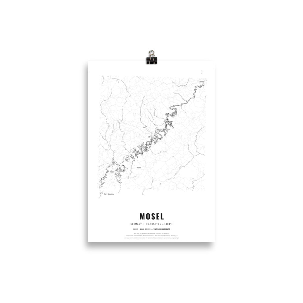 The Mosel Wine Map Poster - 21x30 cm - Cocktailored