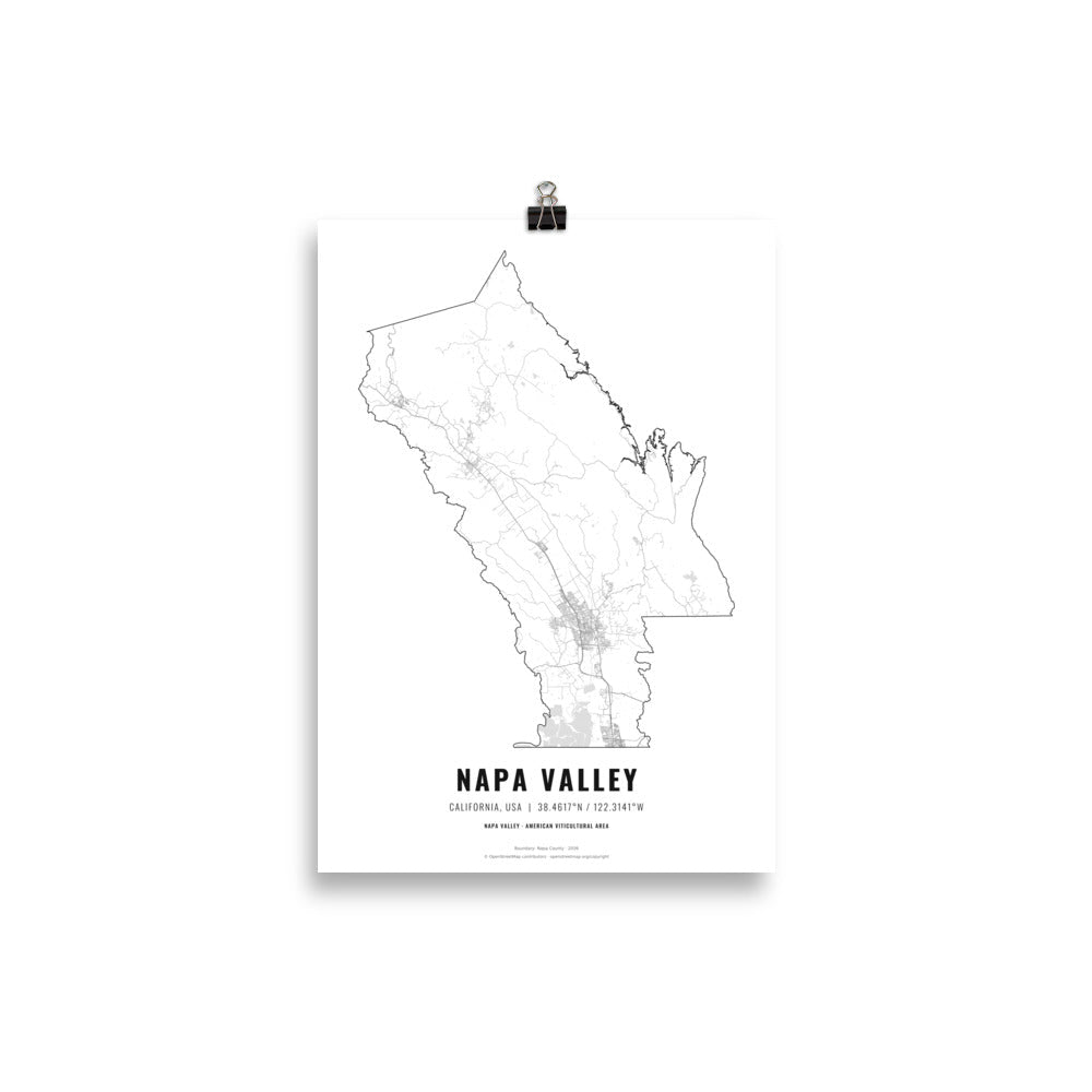 The Napa Valley Wine Map Poster - 21x30 cm - Cocktailored