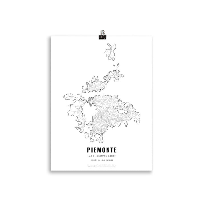 The Piemonte Wine Map Poster - 30x40 cm - Cocktailored